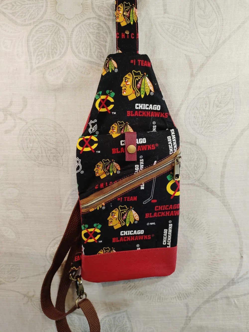 Chicago Blackhawks Black & Red Sling Backpack - Official NHL Design